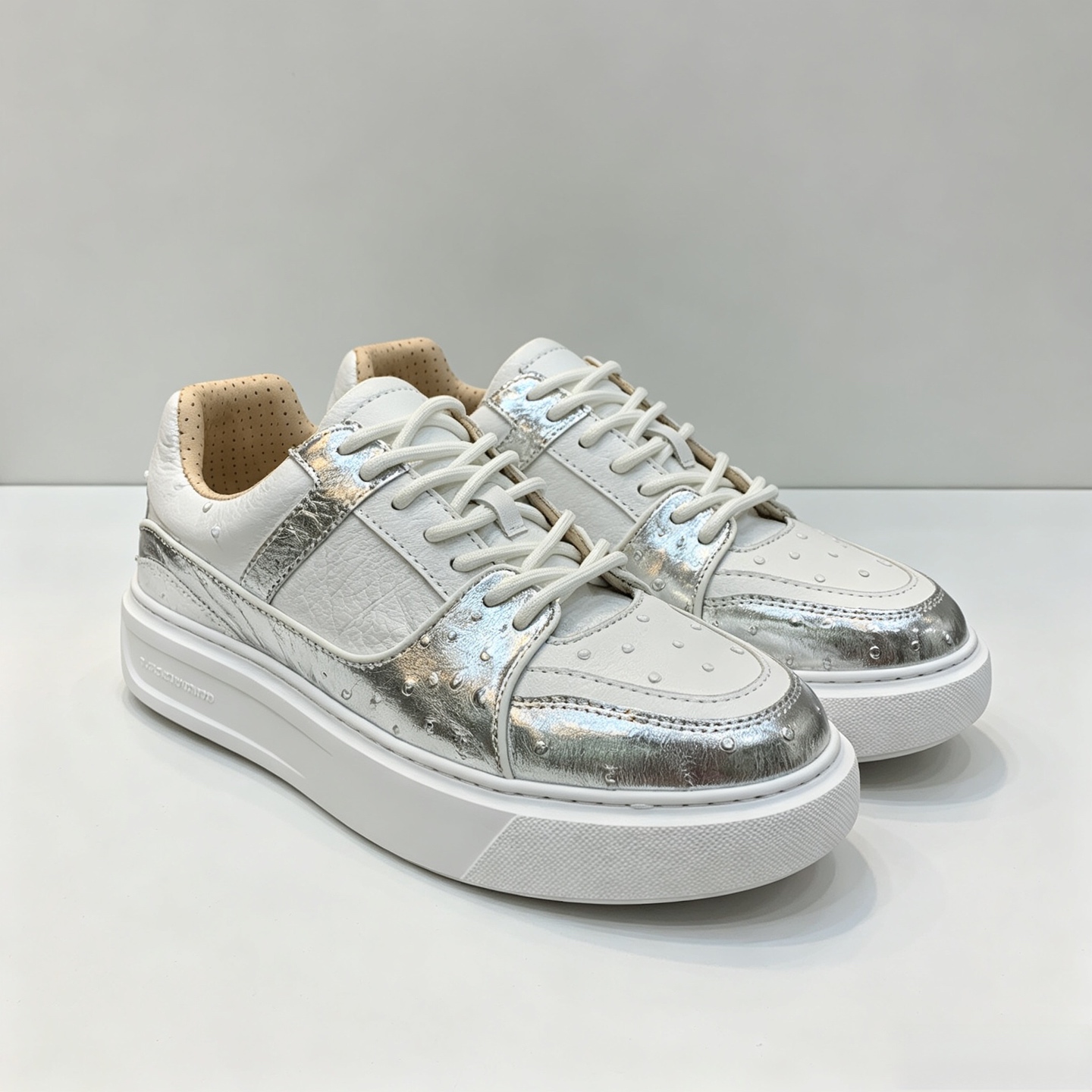 Ostrich Leather XL Sole Water-Dyed EVA Sole Low-Top Sneakers FOS001