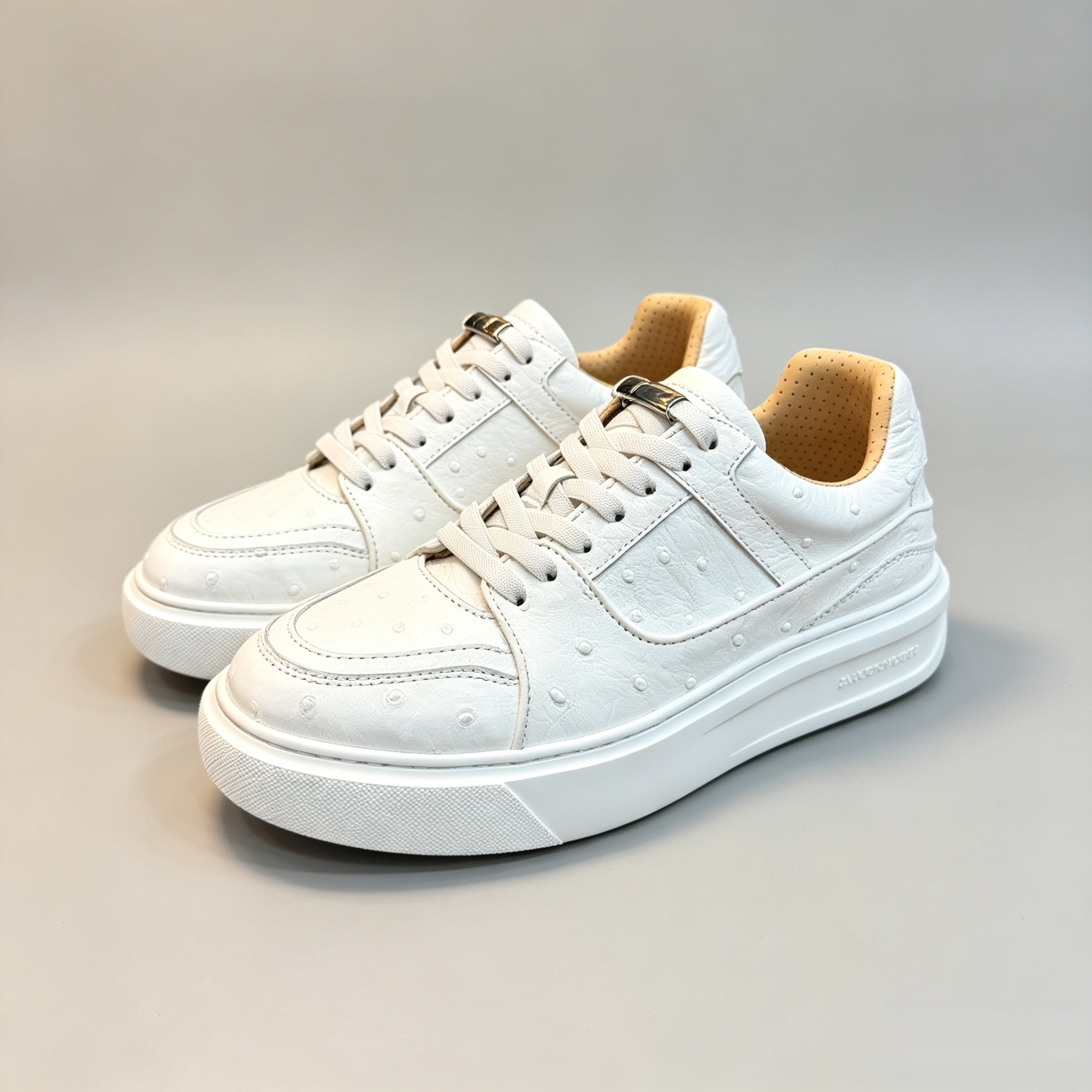Ostrich Leather XL Sole Water-Dyed EVA Sole Low-Top Sneakers FOS002