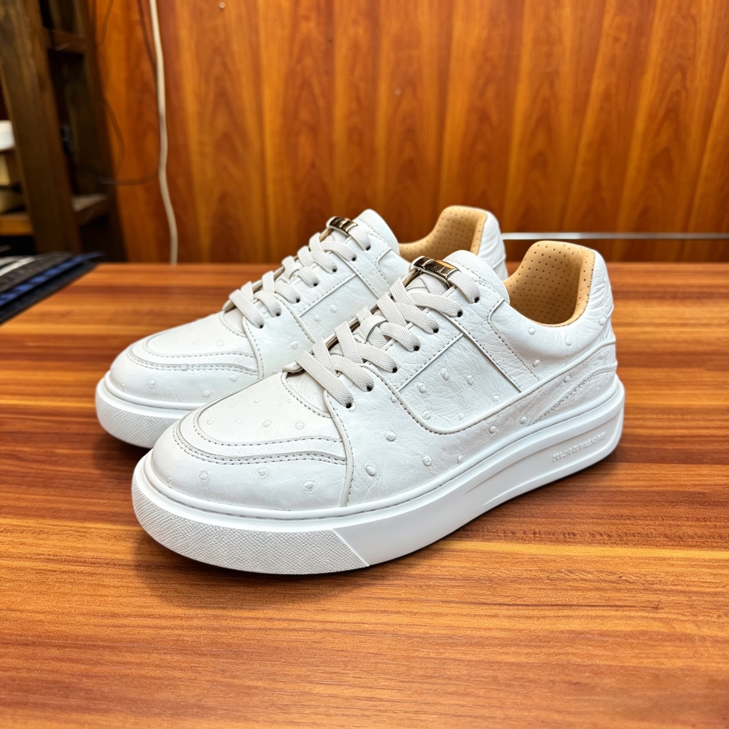 Ostrich Leather XL Sole Water-Dyed EVA Sole Low-Top Sneakers FOS002 photo 3