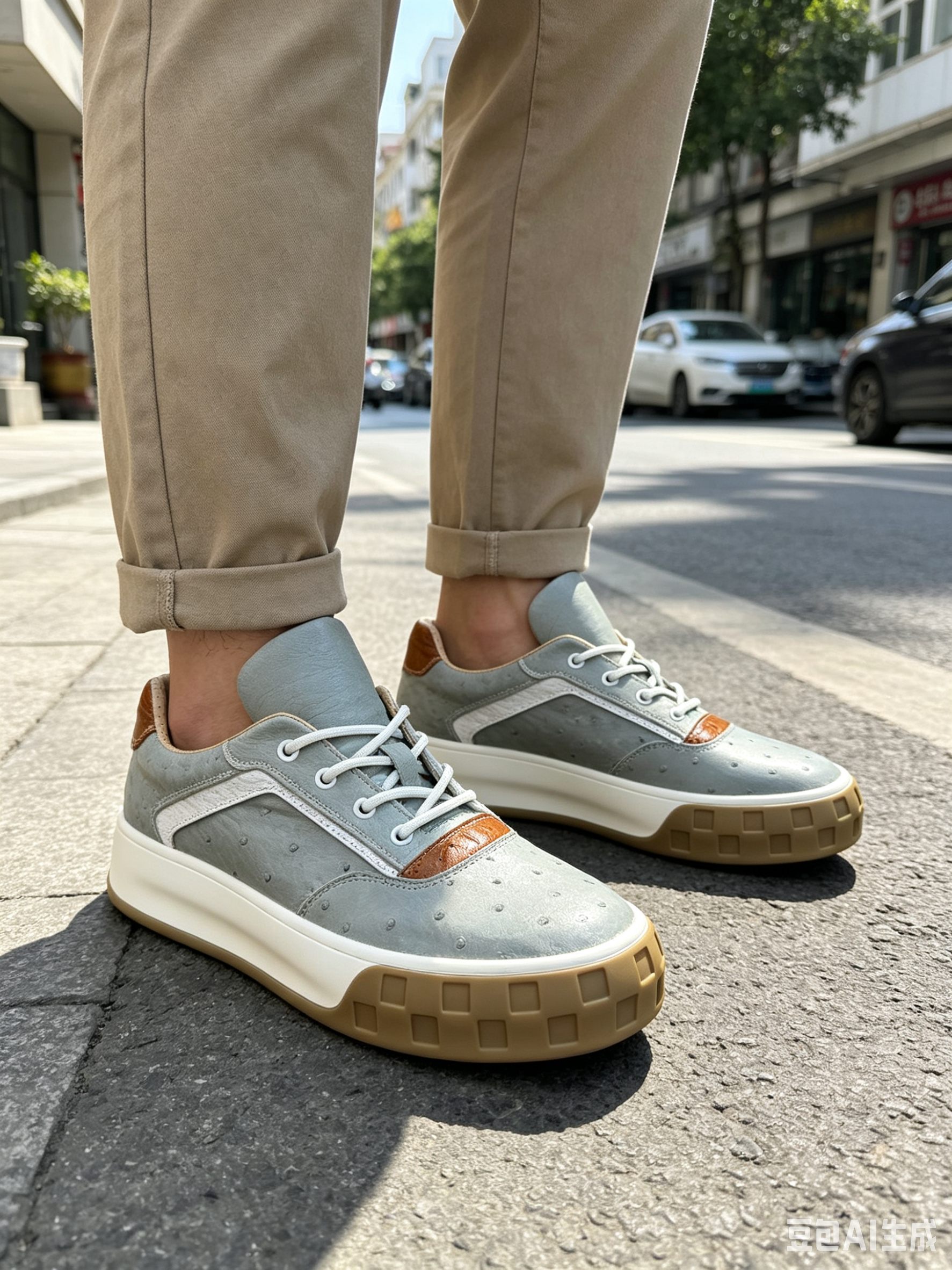 Ostrich Leather Classic Low-Top Sneakers FOS022 photo 2