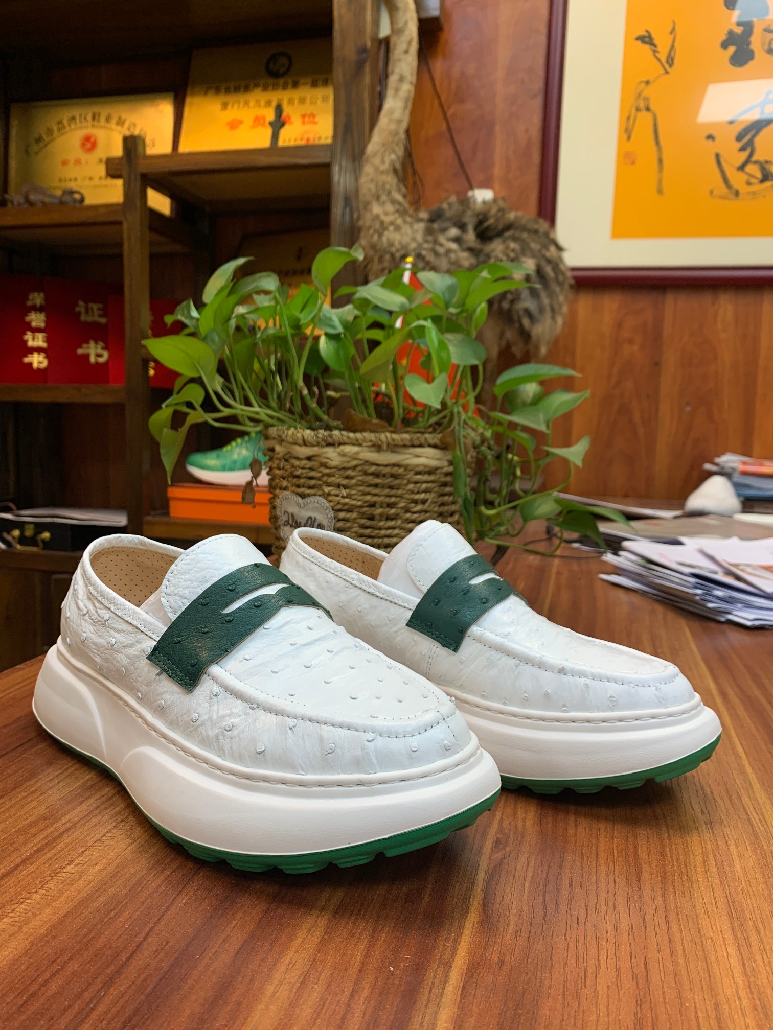 Ostrich Leather Slip-On Sneakers FOS032 image 2