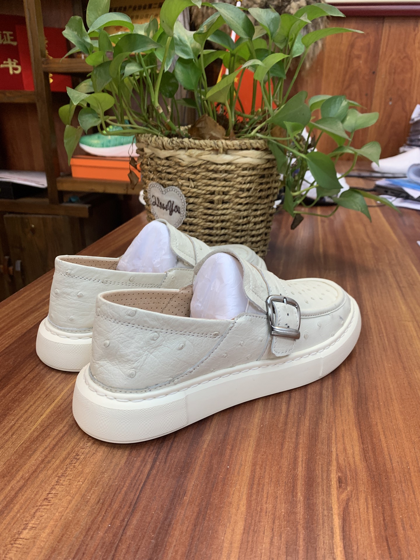 Ostrich Leather Men's Spring-Summer Slip-On Sneakers FOS036 image 2