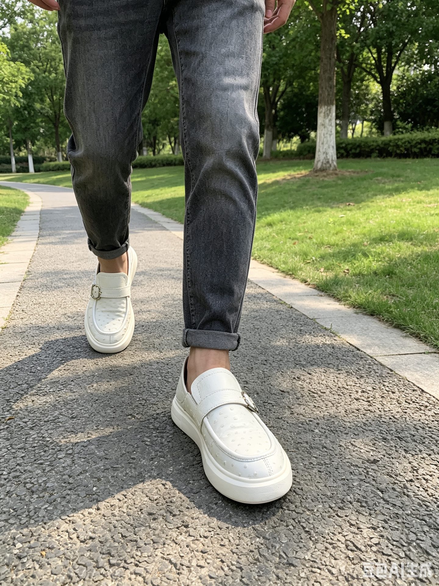 Ostrich Leather Convertible Heel Slip-On Sneakers FXS005 image 2