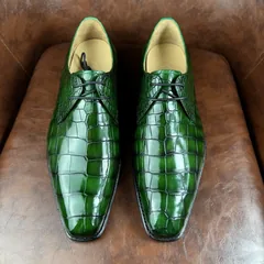 Crocodile Leather Emerald Green Handcrafted Derby Shoes BCS002 image 1