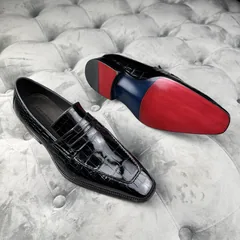 Crocodile Leather Black Dress Loafers BCS009 image 4