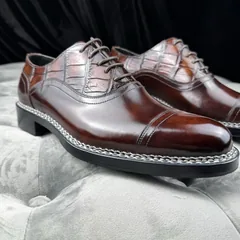 Crocodile Leather and Horsehide Brown Norwegian Welt Oxford Shoes BCS010 image 8