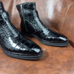 Crocodile Leather Men's Iridescent Royal Blue Chelsea Boots BXS001 image 9
