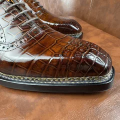Crocodile Leather Brown Hand-Studded Norwegian Welt Oxford Shoes BXS003 image 4