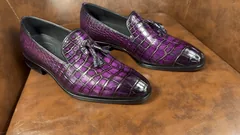 Crocodile Leather Imperial Purple Tassel Loafers BXS005 image 8