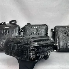 Crocodile Leather Men's Hornback Water-Dyed 23 x 25 x 9cm Crossbody Bag HCB001 image 3