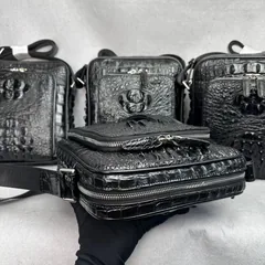 Crocodile Leather Men's Hornback Water-Dyed 23 x 25 x 9cm Crossbody Bag HCB001 image 4
