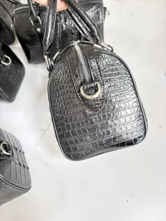 Crocodile Leather Women's Black 27 x 18 x 15cm Belly and Hornback Boston Bag HCB011 image 2