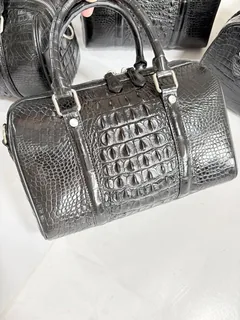 Crocodile Leather Women's Black 27 x 18 x 15cm Belly and Hornback Boston Bag HCB011 image 6