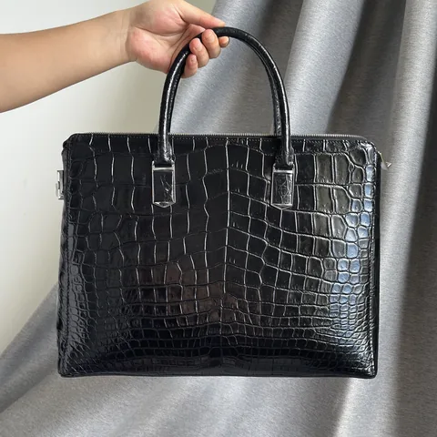 Crocodile Leather Men's Belly Cut Briefcase HCB013