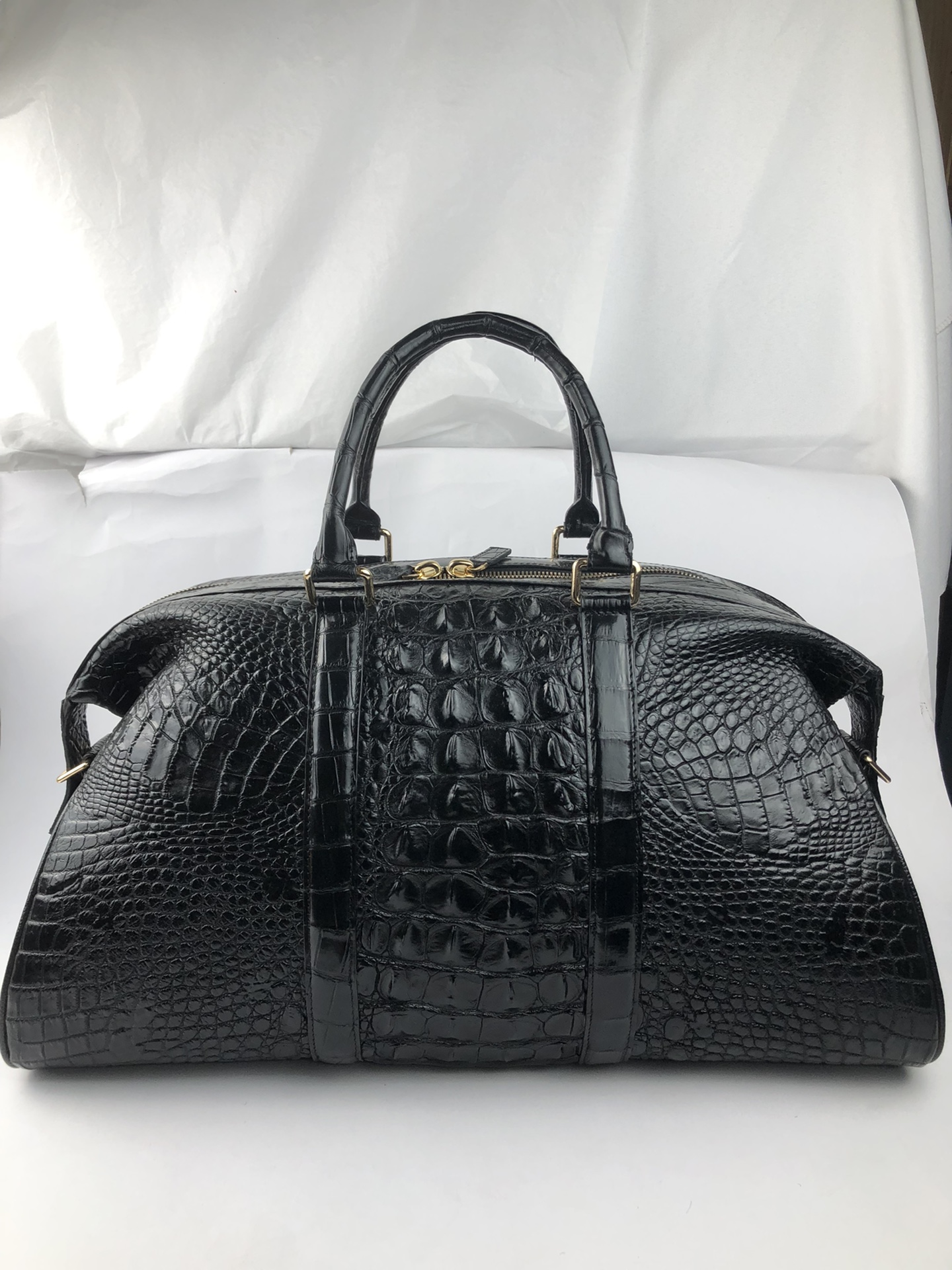 Crocodile Leather Hornback Black Travel Bag HCB018 image 2