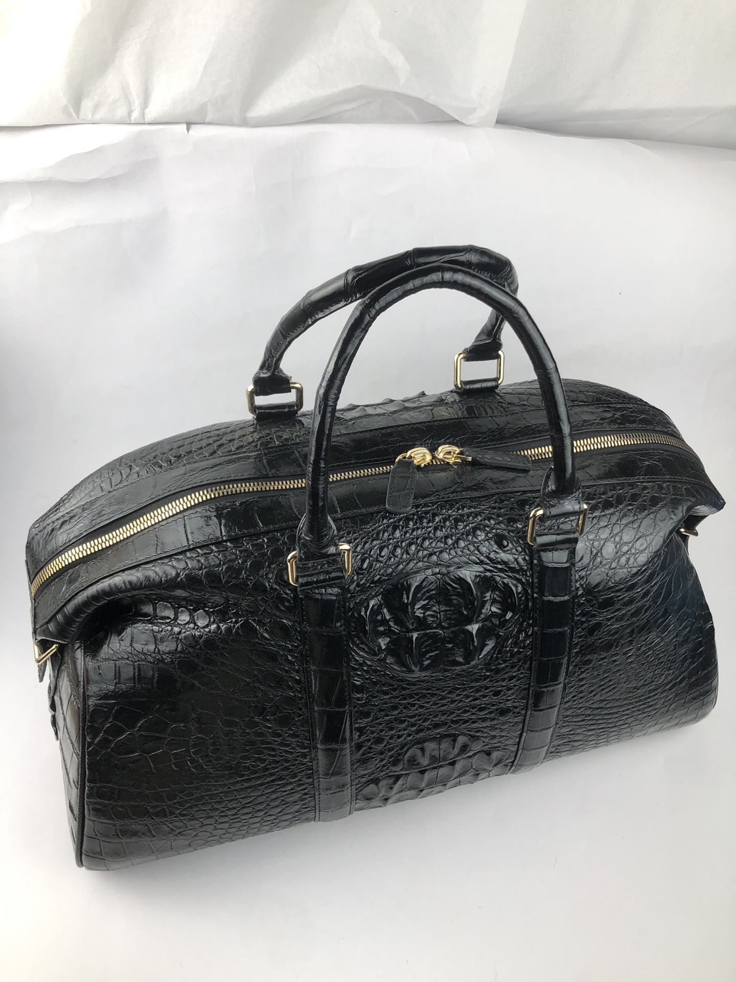 Crocodile Leather Hornback Black Travel Bag HCB018 image 3
