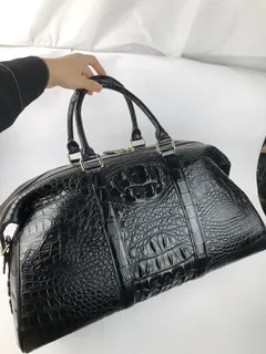 Crocodile Leather Hornback Black Travel Bag HCB018 image 4