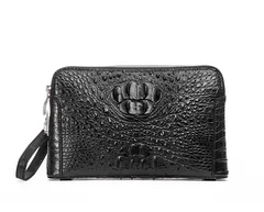 Crocodile Leather Men's Brown Clutch Bag HCB022 image 1