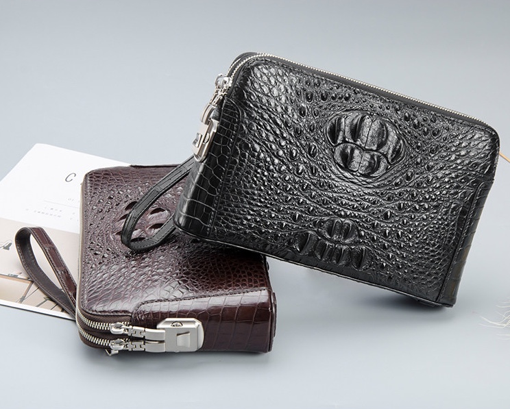 Crocodile Leather Men's Brown Clutch Bag HCB022 image 3