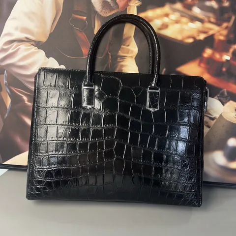 Crocodile Leather Men's Belly Cut Briefcase HCB023