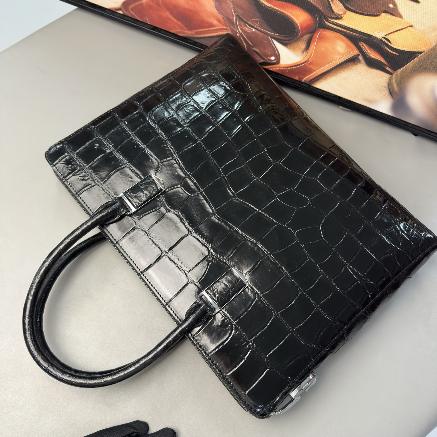 Crocodile Leather Men's Belly Cut Briefcase HCB023 image 2