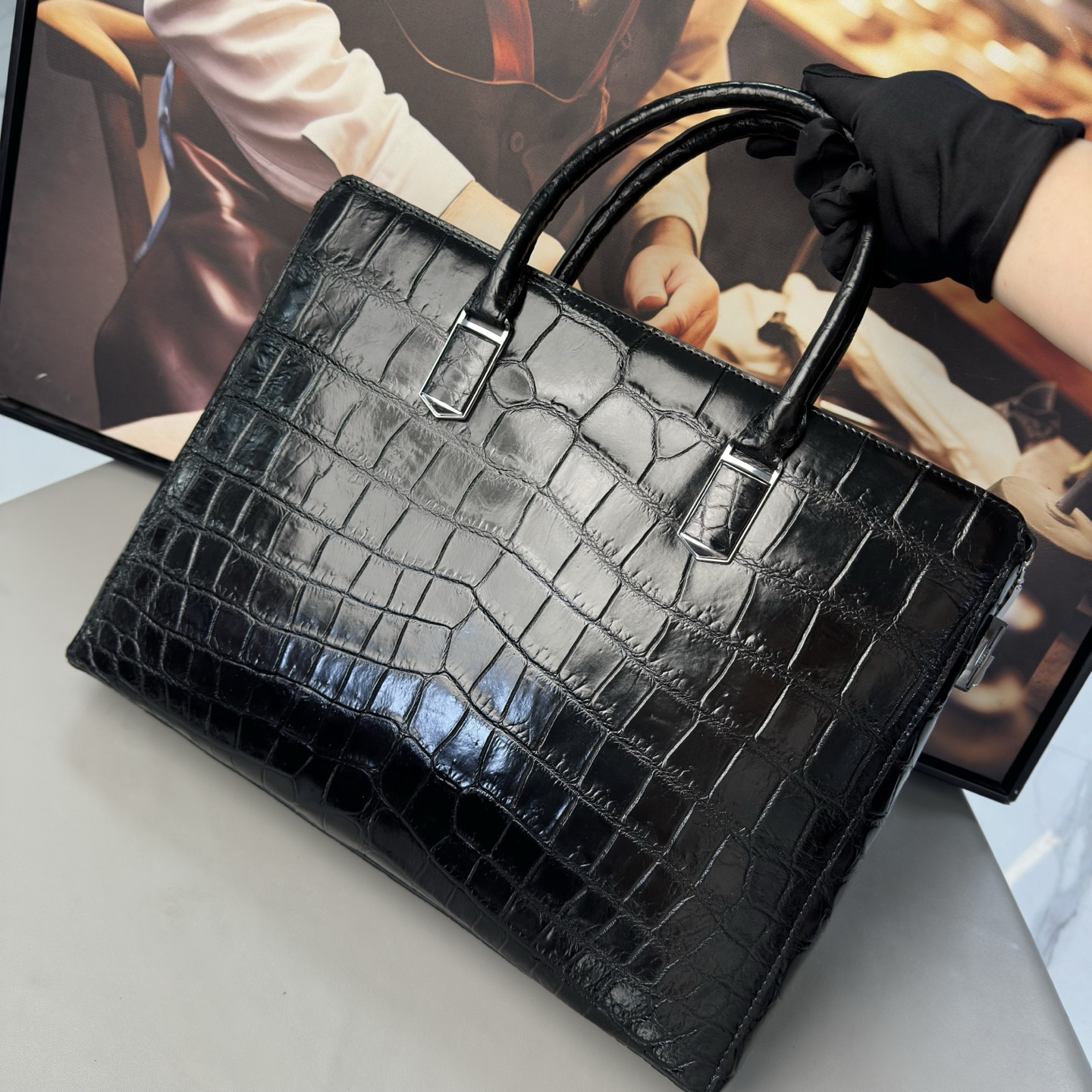 Crocodile Leather Men's Belly Cut Briefcase HCB023 image 3