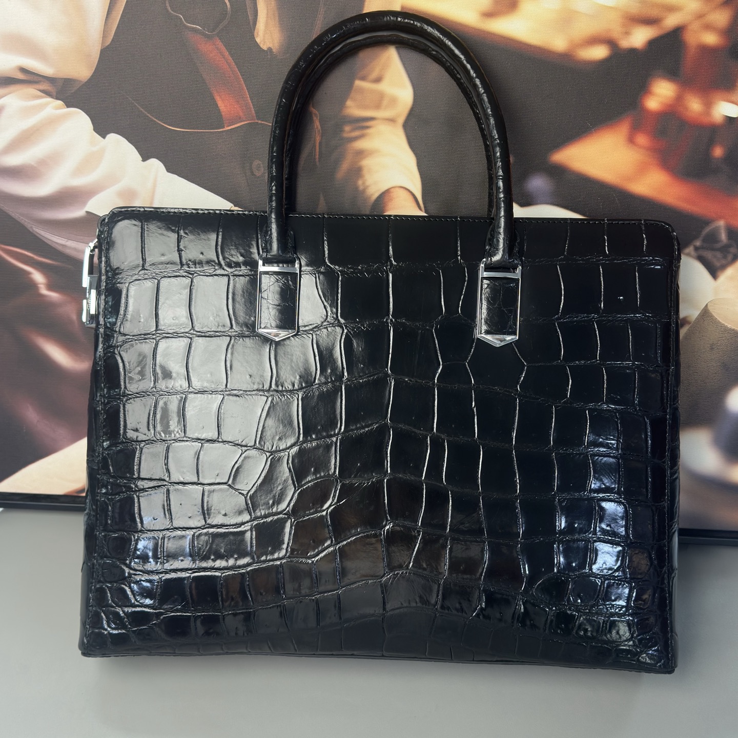 Crocodile Leather Men's Belly Cut Briefcase HCB023 image 9