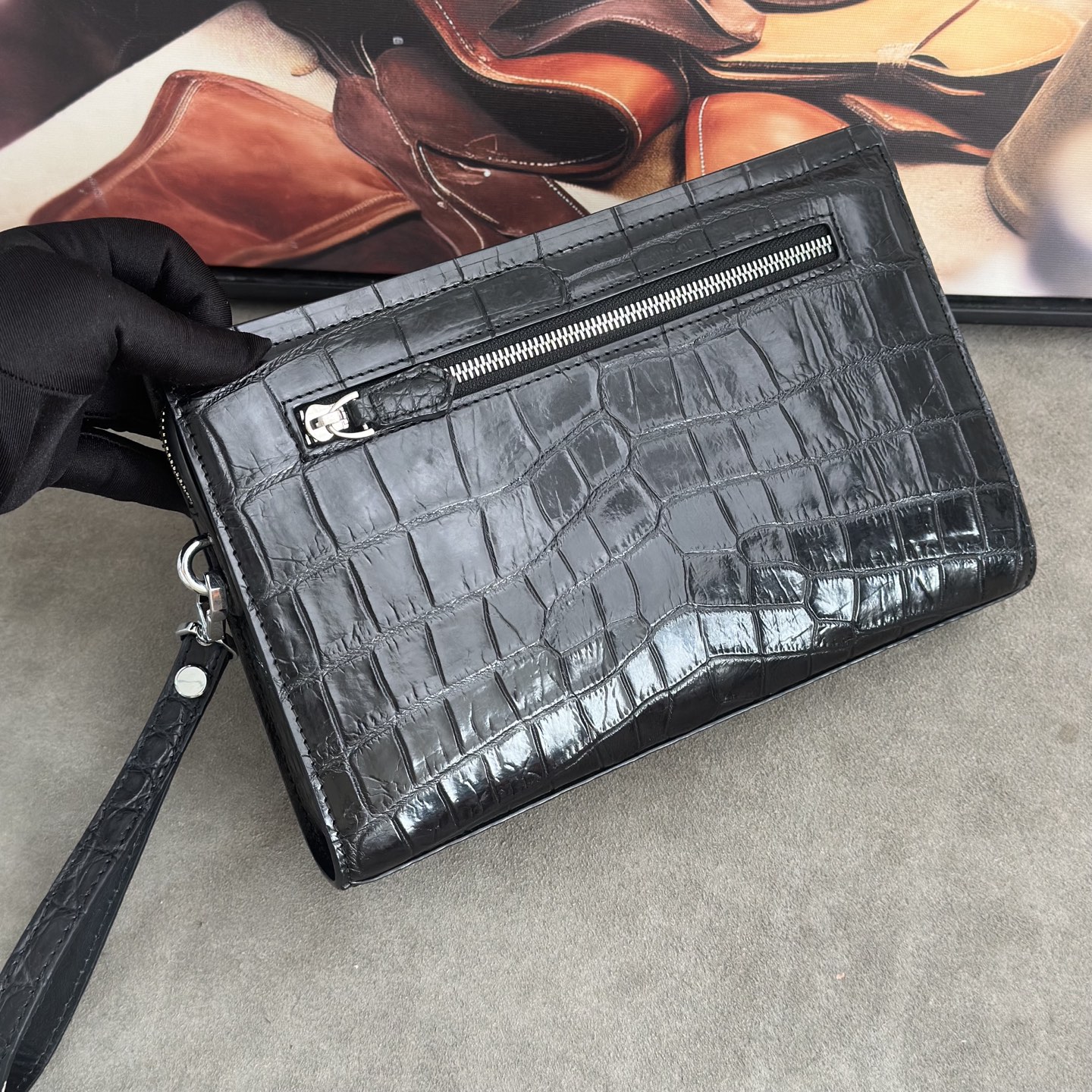 Crocodile Leather Belly Cut Clutch Bag HCB024 image 3