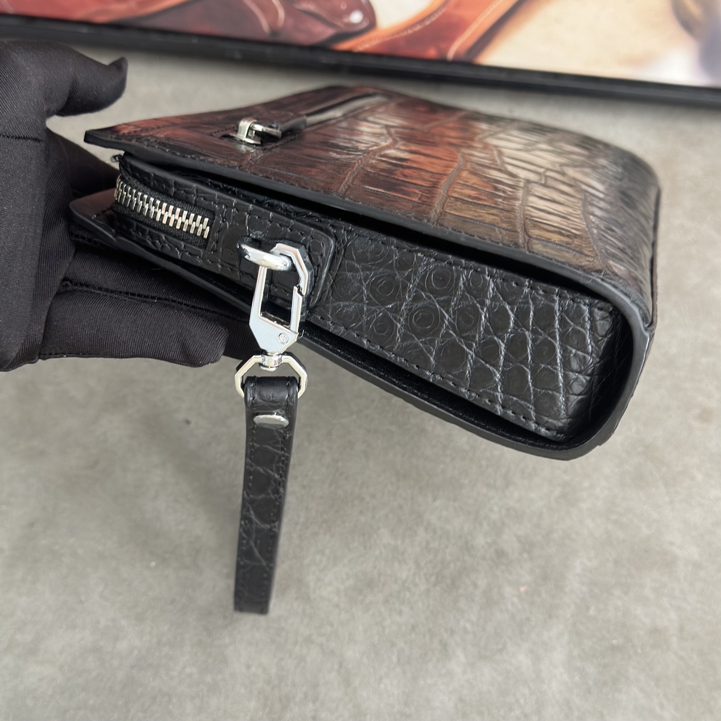 Crocodile Leather Belly Cut Clutch Bag HCB024 image 4