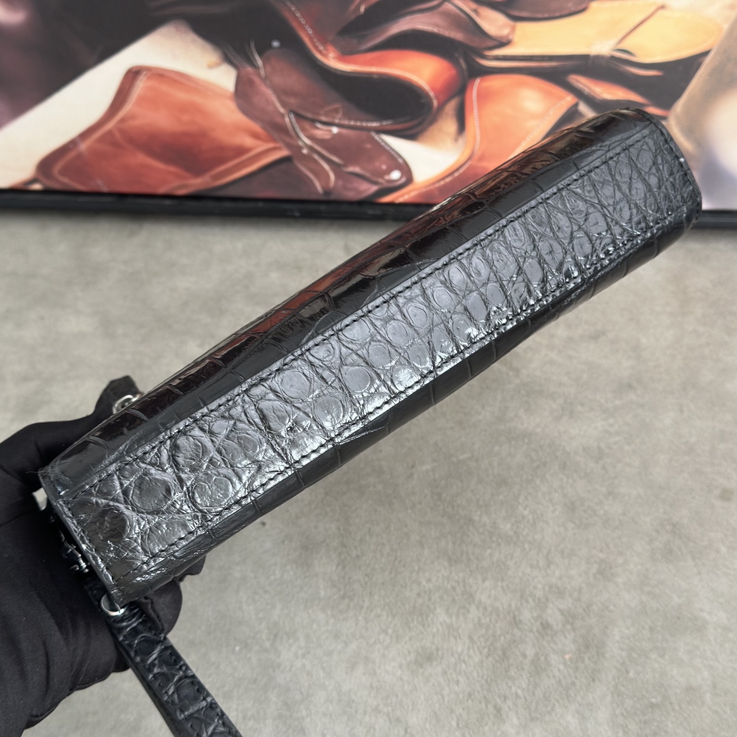 Crocodile Leather Belly Cut Clutch Bag HCB024 image 5