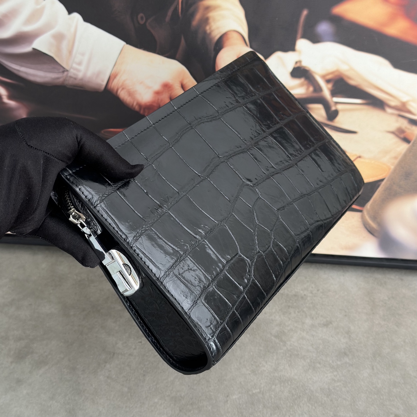 Crocodile Leather Belly Cut Clutch Bag HCB024 image 7