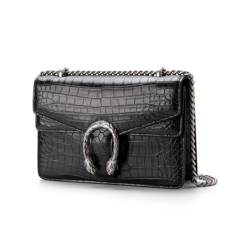 Crocodile Leather Women's Belly Cut Water-Dyed Shoulder Bag HCB026