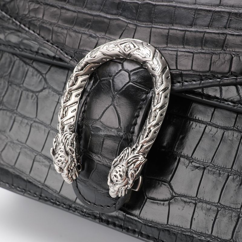 Crocodile Leather Women's Belly Cut Water-Dyed Shoulder Bag HCB026 image 2