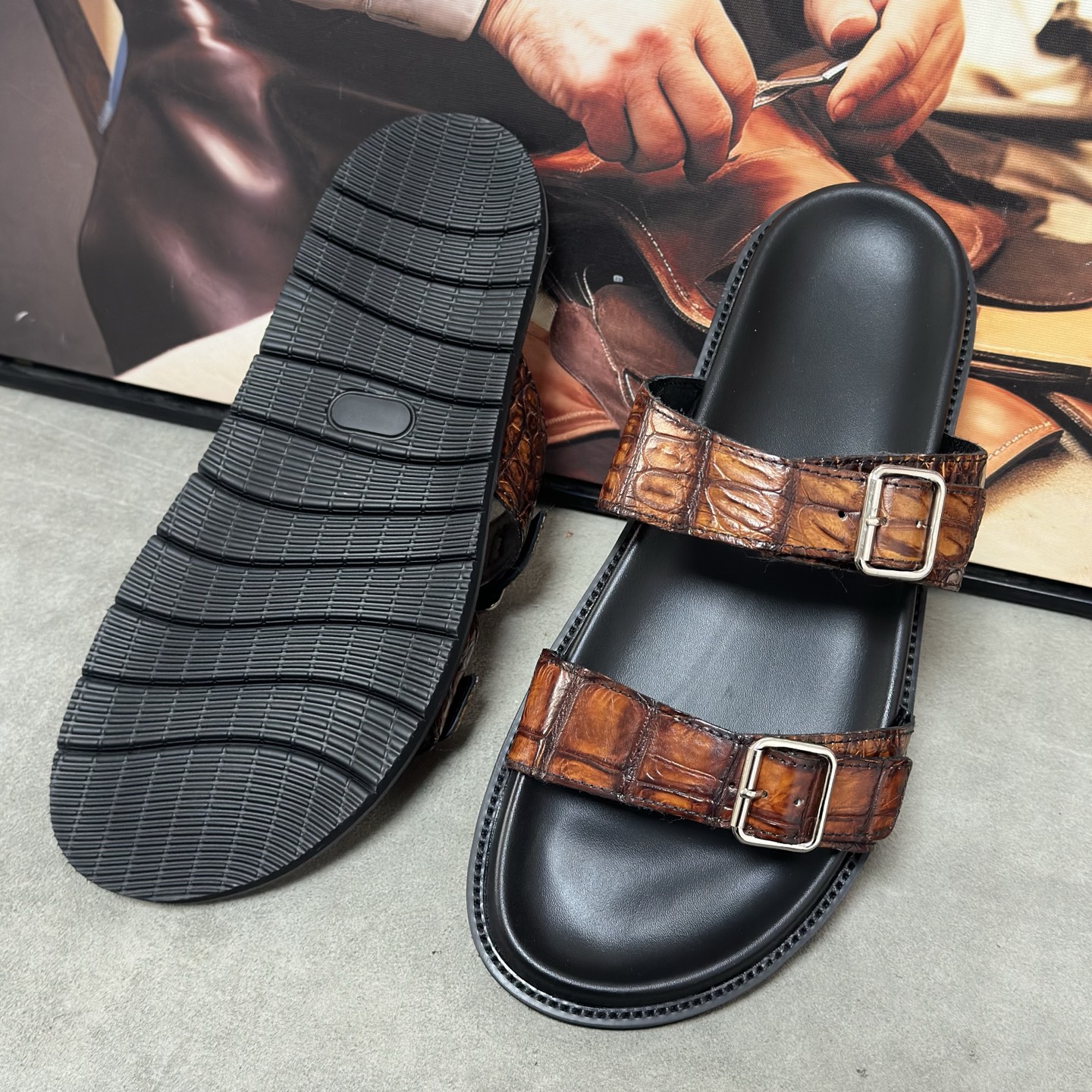 Crocodile Leather Soft Sole Mules HCS001 image 9