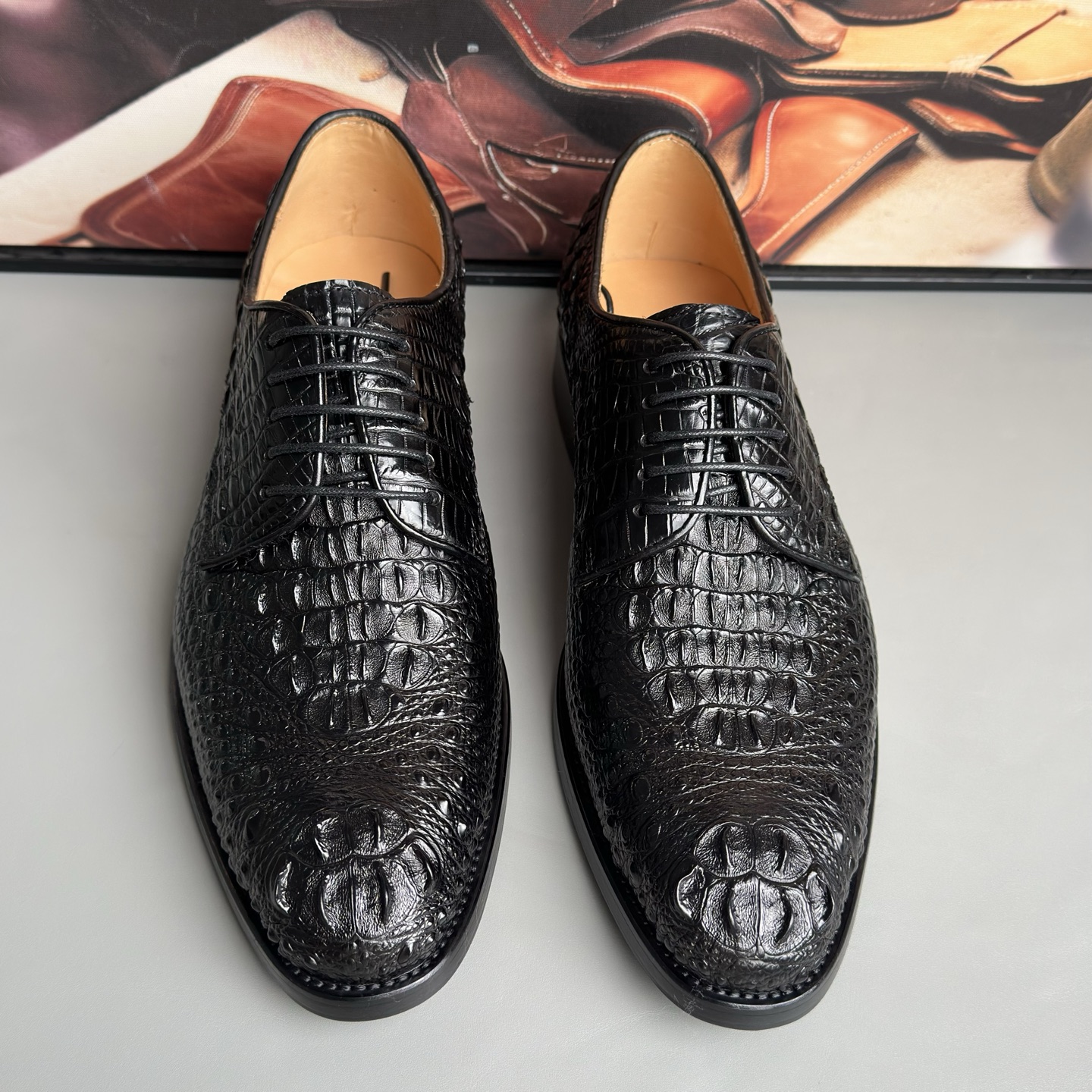 Crocodile Leather Head Cut Dress Shoes HCS004