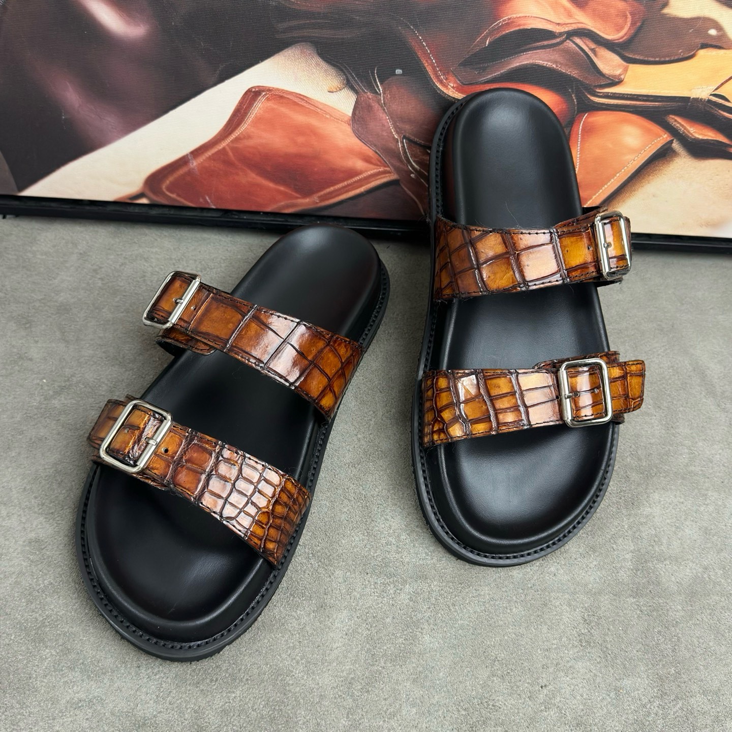 Crocodile Leather Mules HCS013
