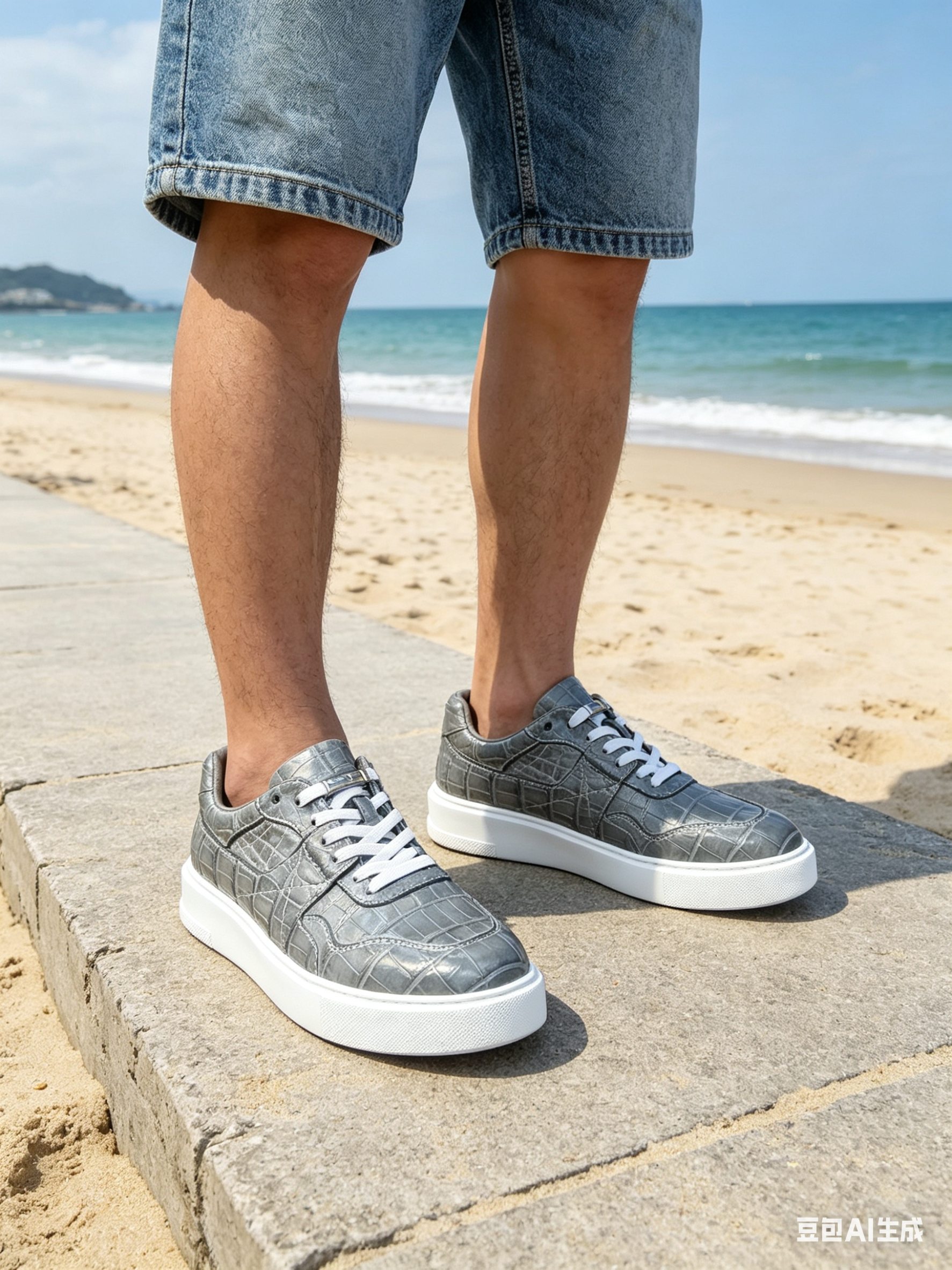 Crocodile Leather Breathable Low-Top Sneakers F010