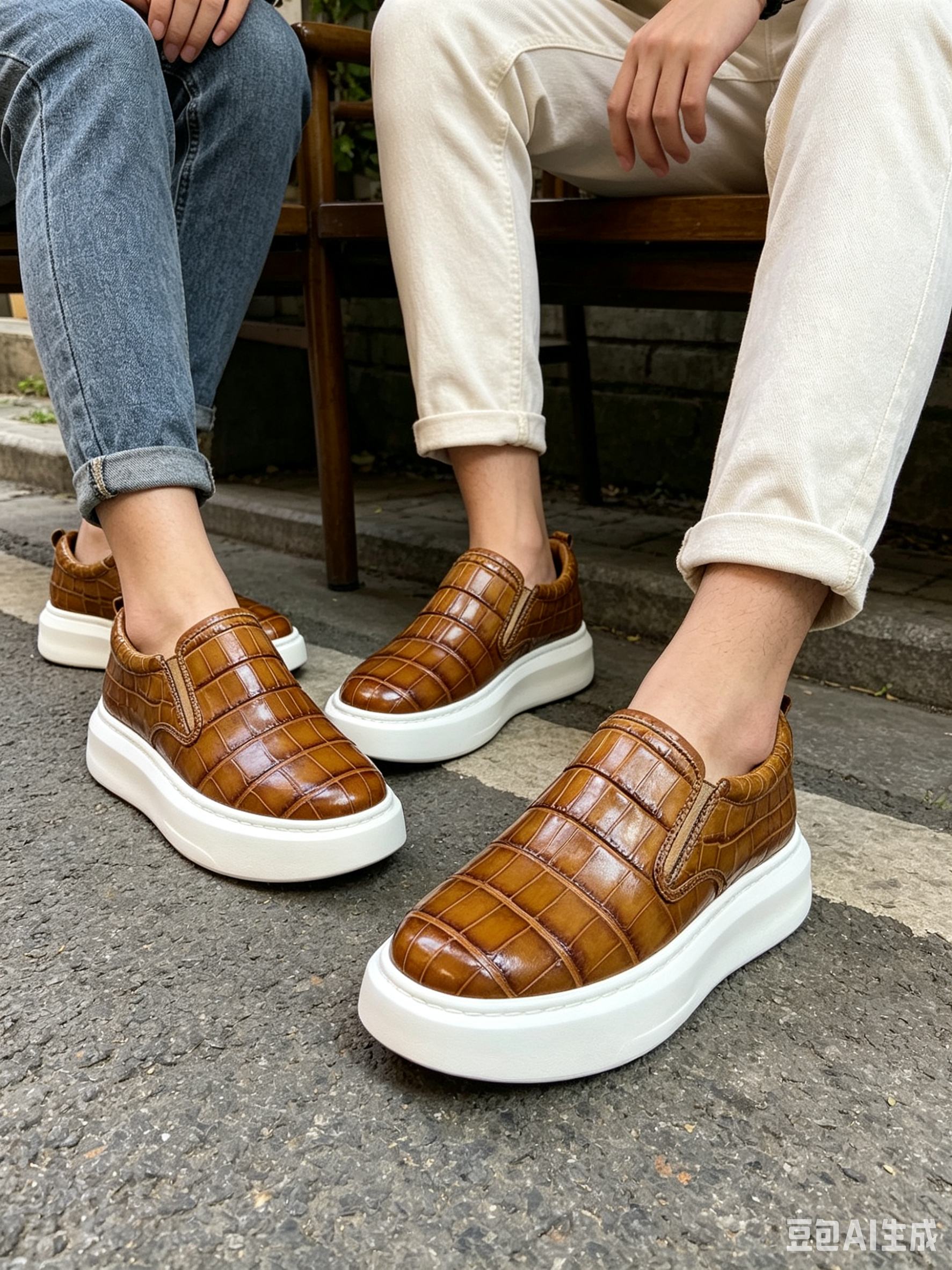 Crocodile Leather Washed Handmade Shoes F049