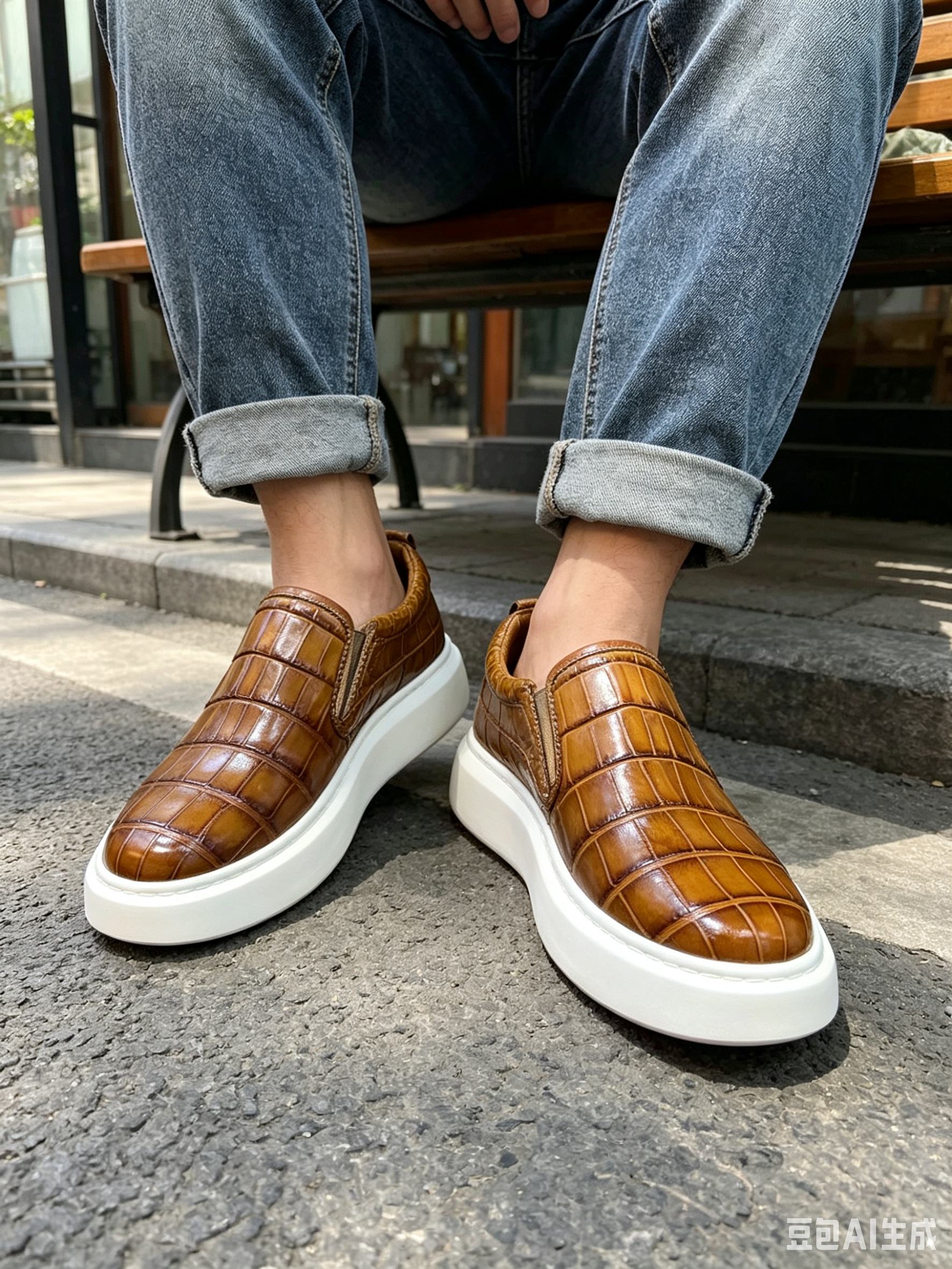 Crocodile Leather Washed Handmade Shoes F049 photo 3