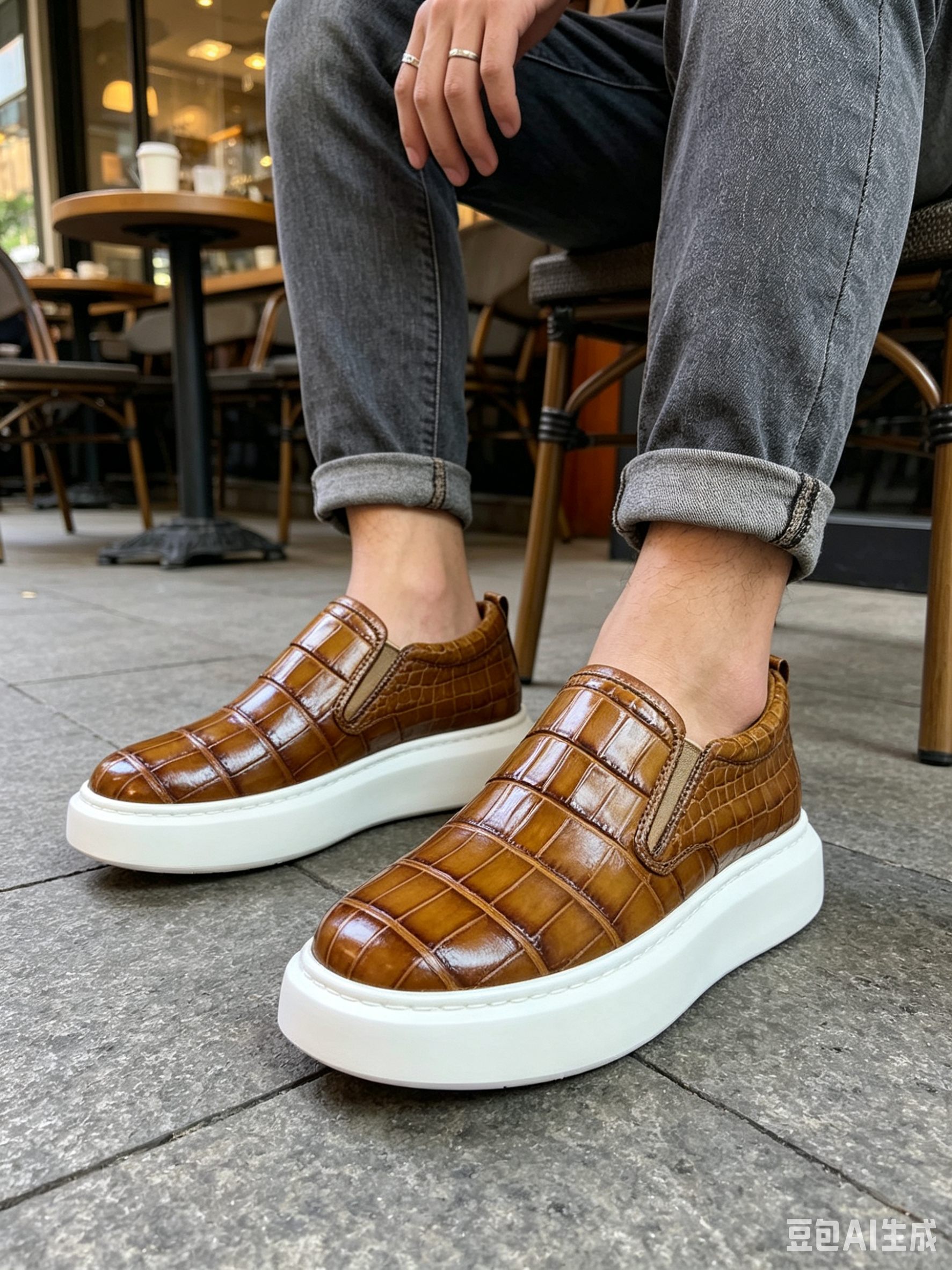 Crocodile Leather Washed Handmade Shoes F049 photo 4