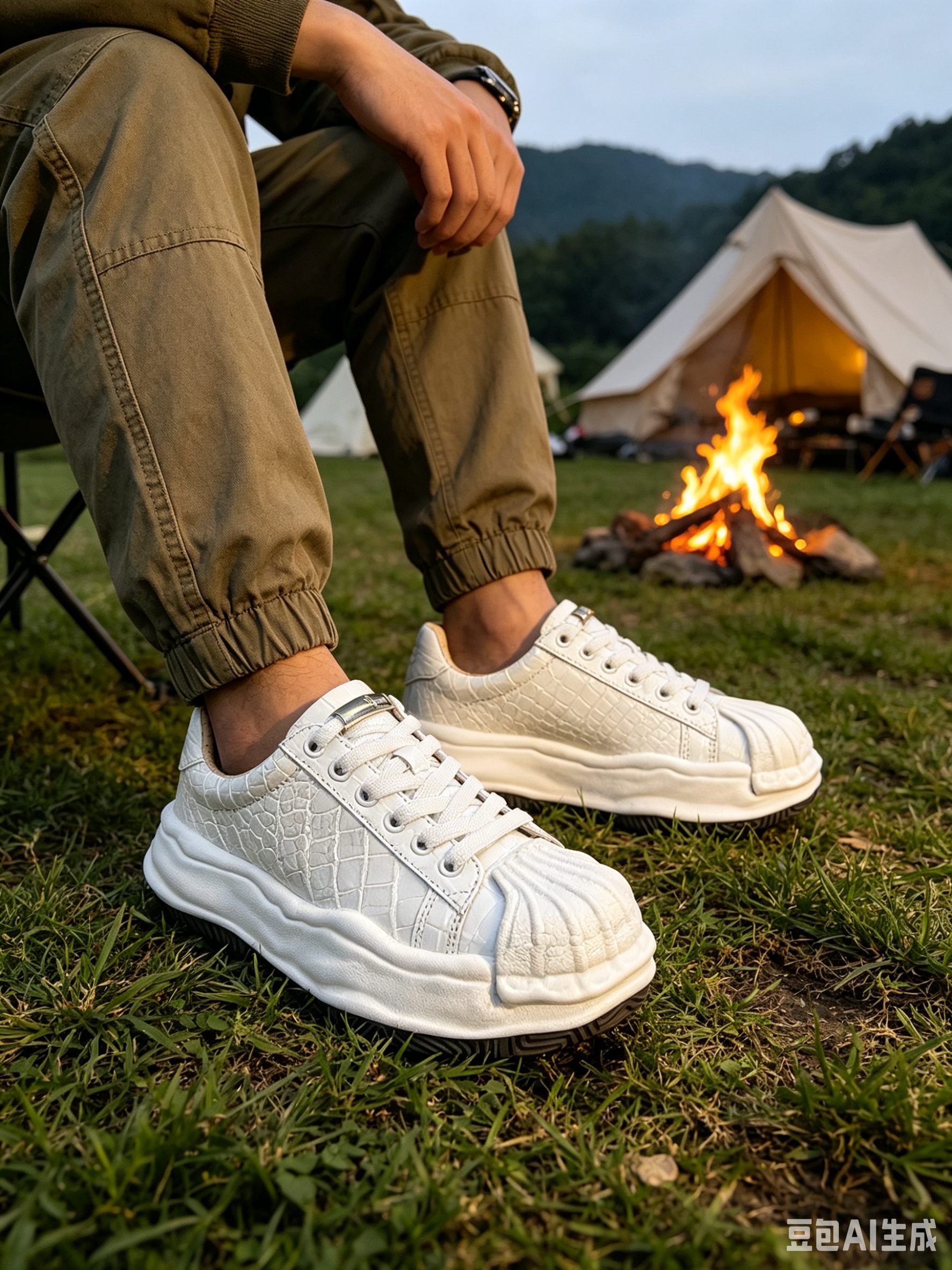 Crocodile Leather White Molded Casual Shoes F056 photo 3
