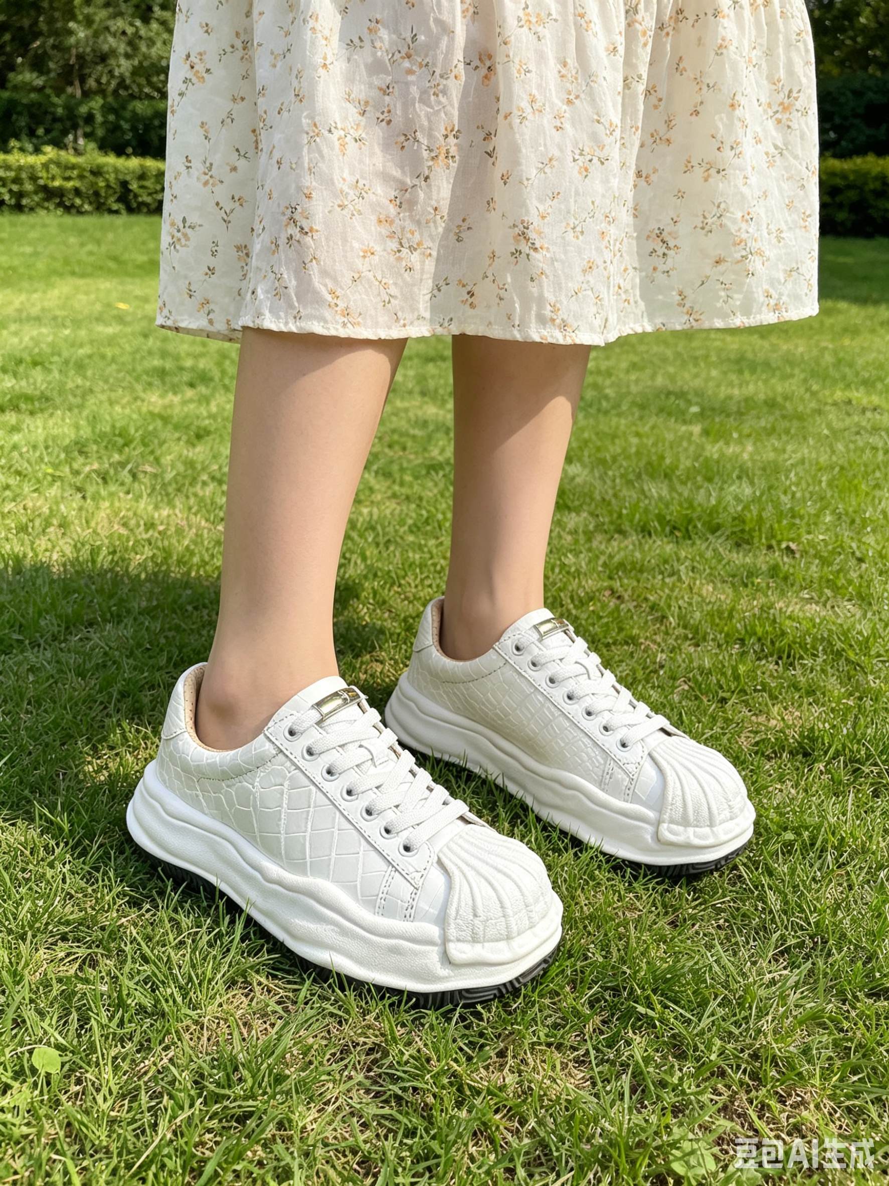 Crocodile Leather White Molded Casual Shoes F056 photo 7