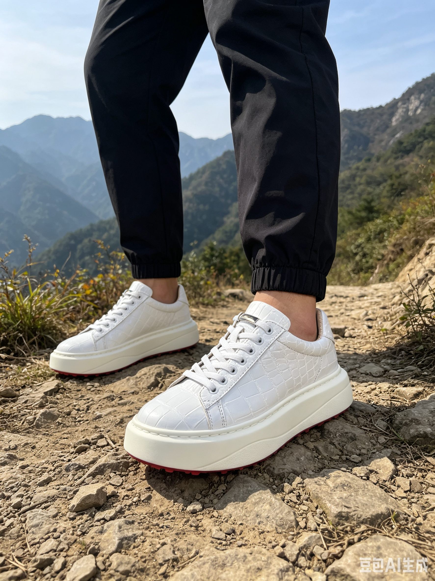 Crocodile Leather White Studded Low-Top Sneakers F057 photo 6