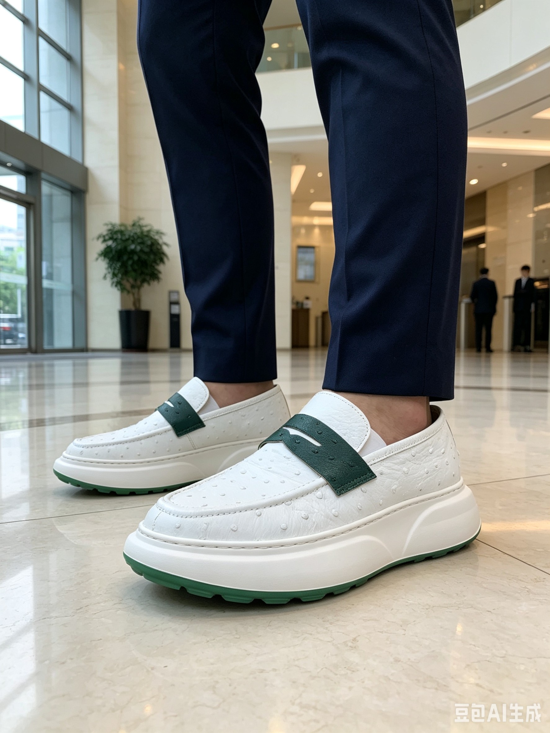 Ostrich Leather Slip-On Sneakers F059