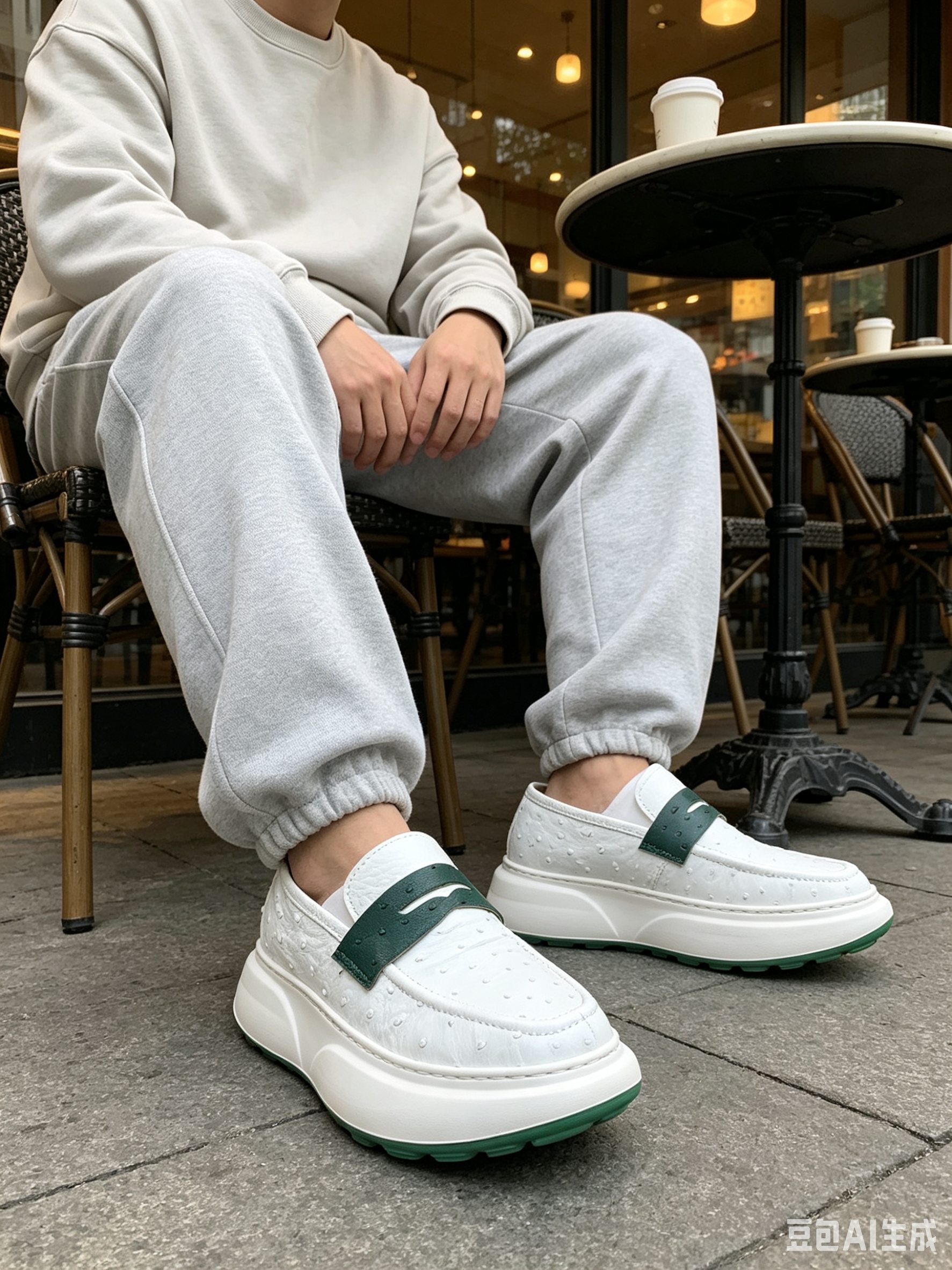 Ostrich Leather Slip-On Sneakers F059