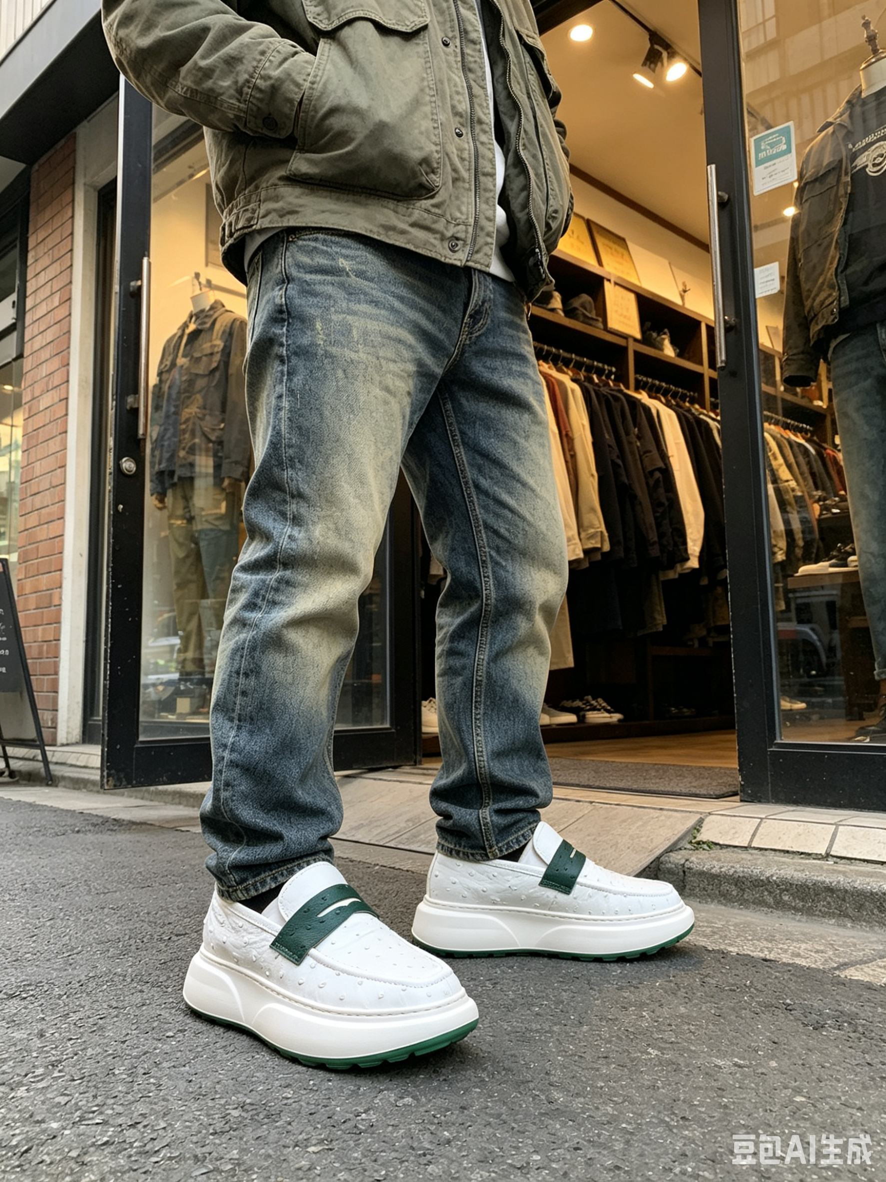 Ostrich Leather Slip-On Sneakers F059 photo 4