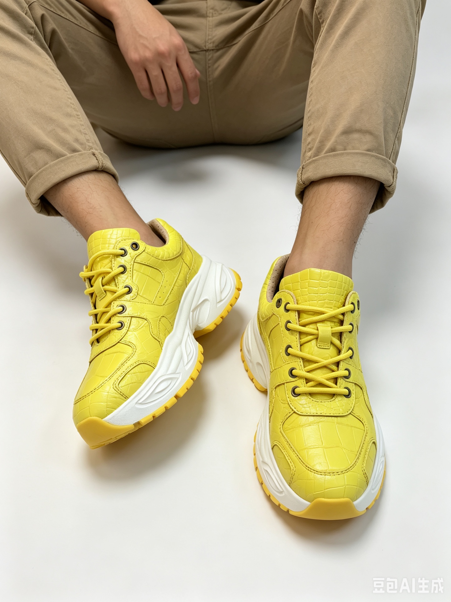 Crocodile Leather Full-Skin Chunky Sneakers F060