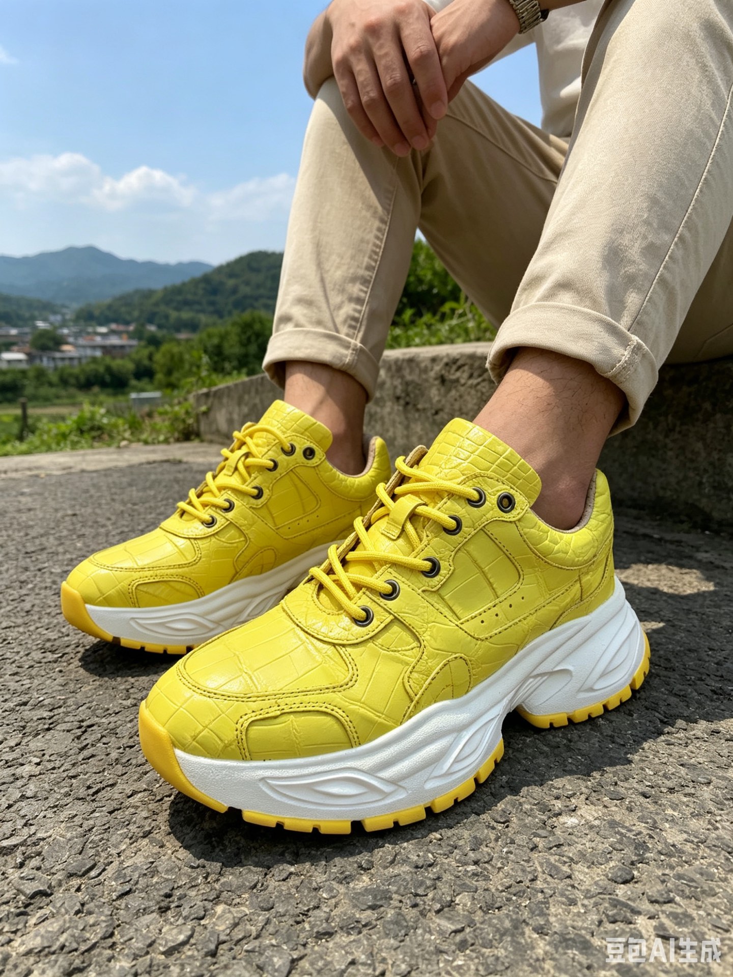 Crocodile Leather Full-Skin Chunky Sneakers F060 photo 3