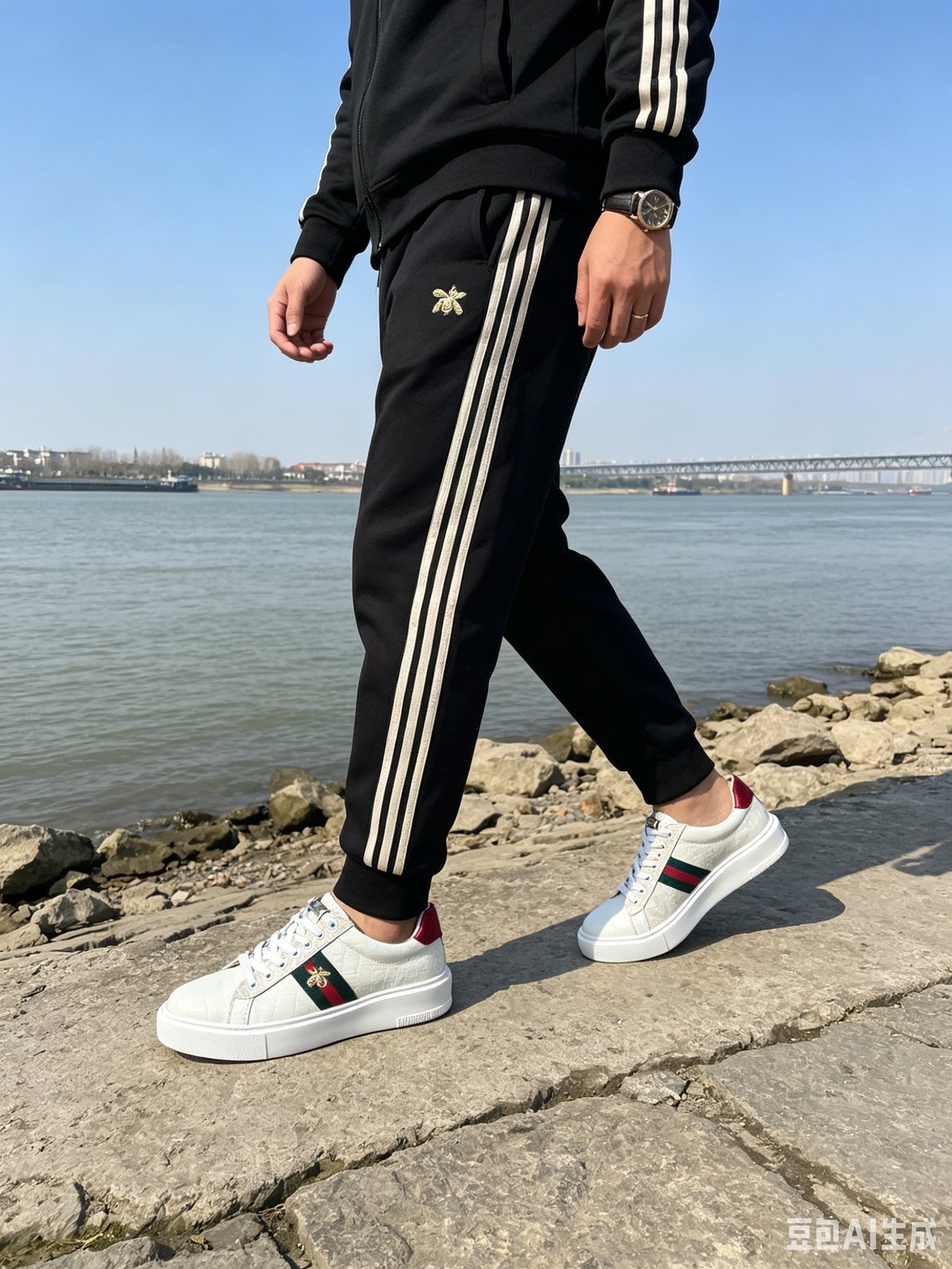 Crocodile Leather Himalayan Bee Detail Low-Top Sneakers F061 photo 3
