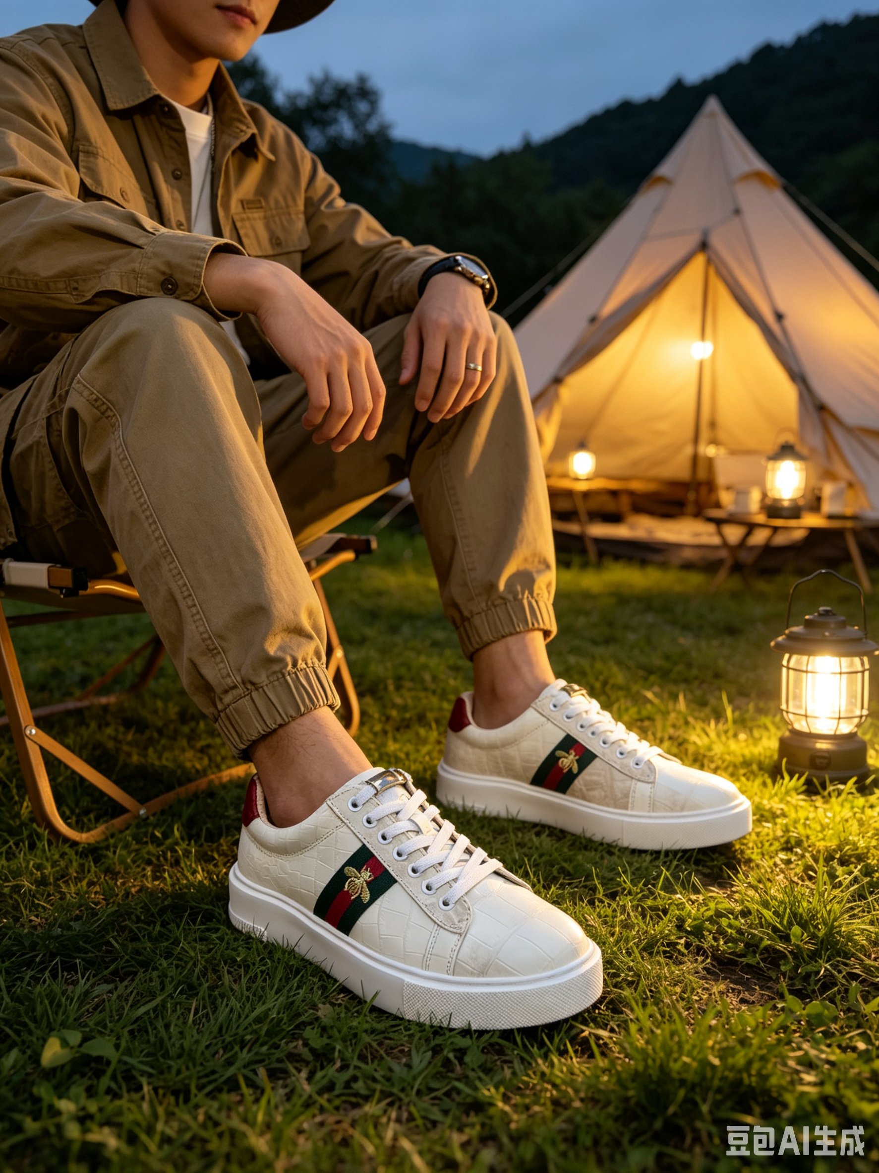 Crocodile Leather Himalayan Bee Detail Low-Top Sneakers F061 photo 5